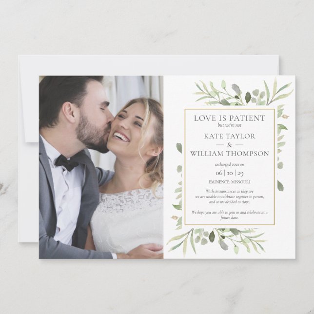 Anúncio de Casamento de Fuga Romântica Amor é Paci (Frente)