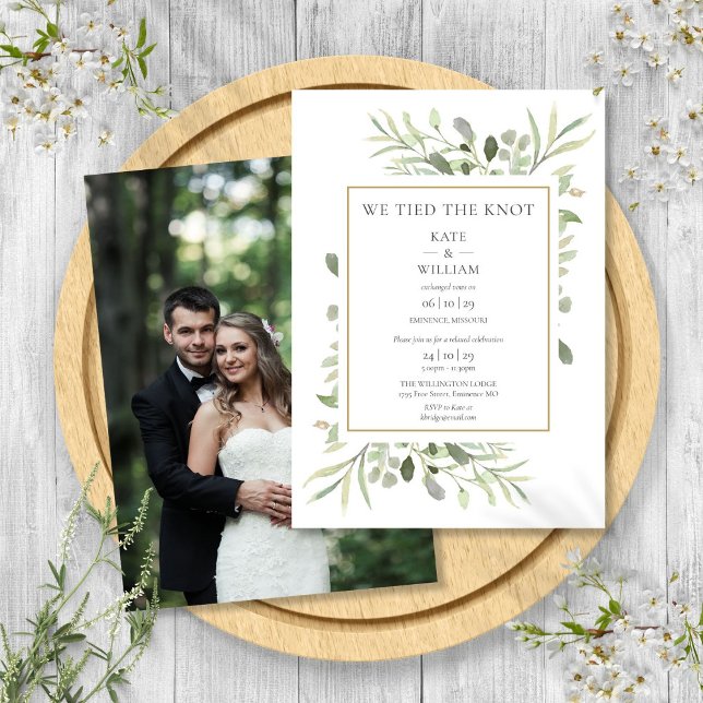 Anúncio de Casamento de Fuga Romântica 'Nós Amarrá (We Tied The Knot Elopement Wedding Announcement)