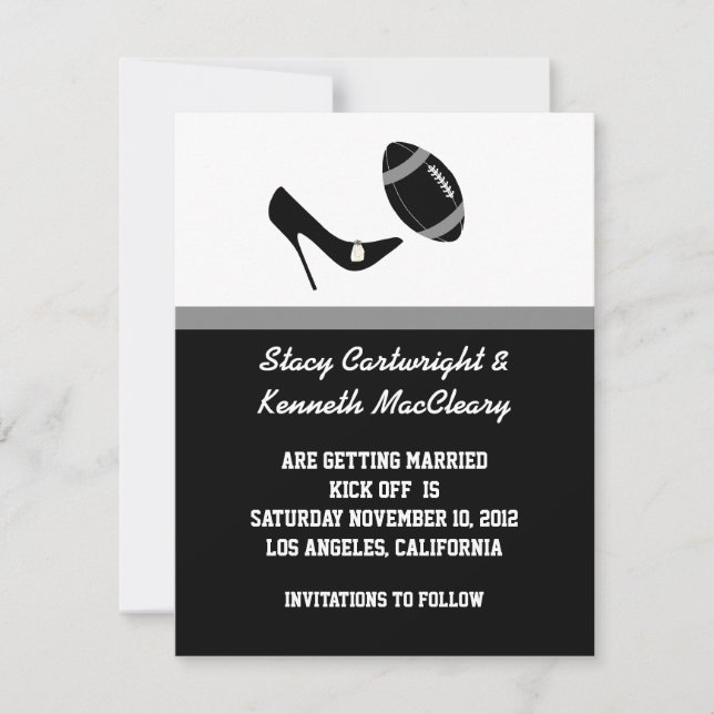 Anúncio de casamento de futebol americano Save The (Frente)