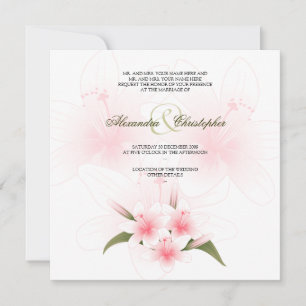 Anúncio de casamento de lírios brancos e cor-de-