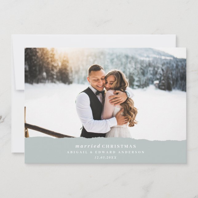 Anúncio de casamento de papel rasgado no Natal cas (Frente)