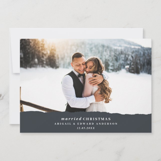 Anúncio de casamento de papel rasgado no Natal cas (Frente)