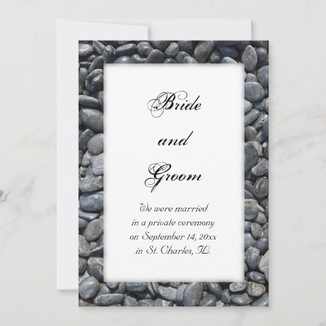 Anúncio de Casamento de Pebbles Pretos Suaves (Frente)