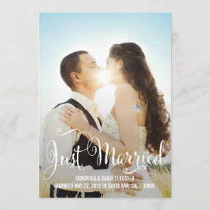 Anúncio de Casamento de Script Romântico - Branco