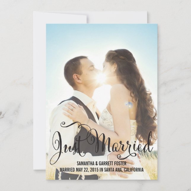 Anúncio de Casamento de Script Romântico - Preto (Frente)