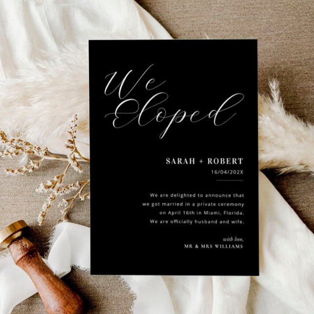 Anúncio de casamento do moderno roteiro preto e br (Criador carregado)