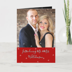 Anúncio de Casamento dobrado com fotos de corações