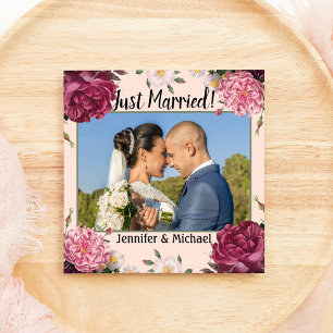 Anúncio de casamento Elegante Burgundy e Rosa