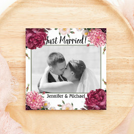 Anúncio de Casamento Elegante em Burgundy e Rosa