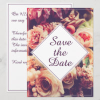 Anúncio de Casamento Elegante Vintage, Motivo Flor