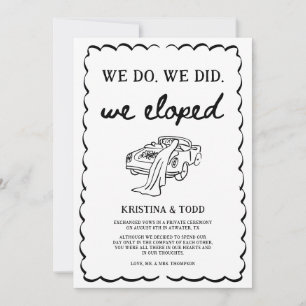 Anúncio de casamento Eloped desenhado à mão capric