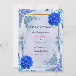 Anúncio de casamento em aquarela da marinha