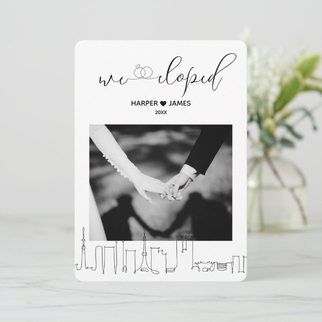 Anúncio de Casamento em Elopamento Moderno | Tóqui (Em pé/Frente)