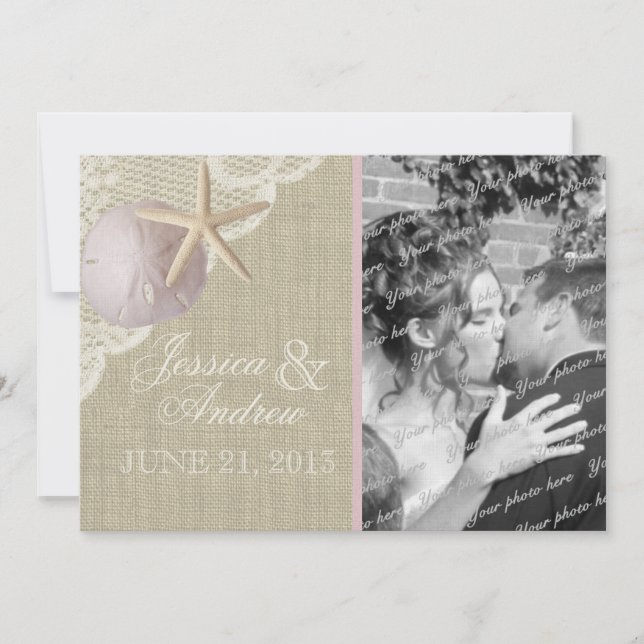 Anúncio de Casamento em Praia Vintage (Frente)