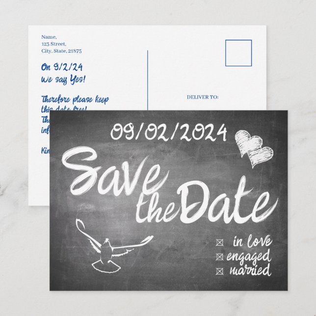 Anúncio de Casamento em Tipografia de Quadro Negro (Frente/Verso)