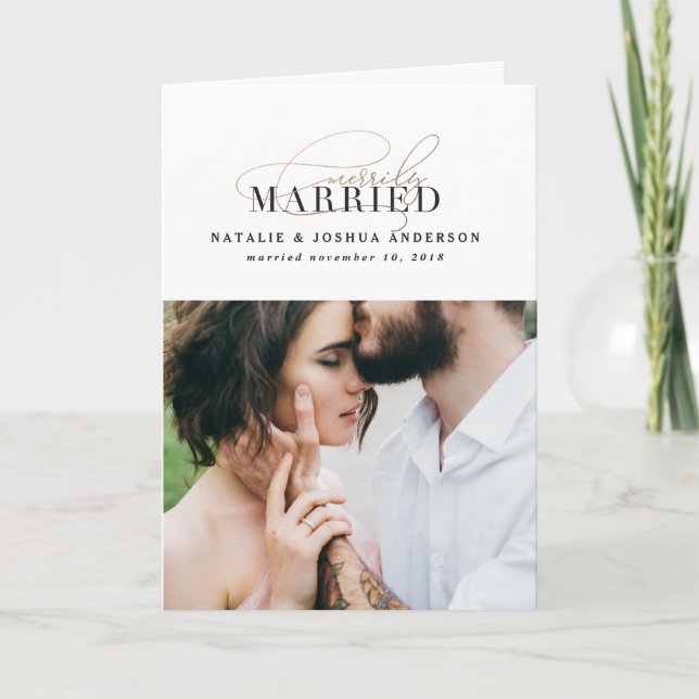 Anúncio de casamento feliz Cartão de férias (Frente)