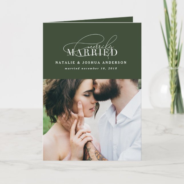 Anúncio de casamento feliz Cartão de férias (Frente)