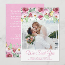 Anúncio de Casamento Floral Aquarela Rosa