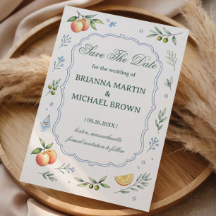 Anúncio de Casamento Floral Cítrico Mediterrâneo
