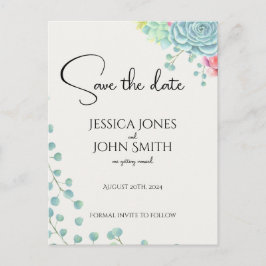 Anúncio de casamento floral com aquarela botânica