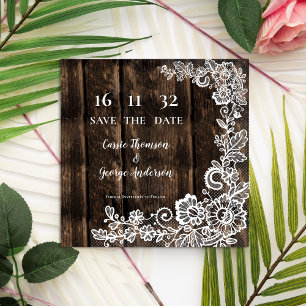 Anúncio de Casamento Floral Rustic Wood Lace