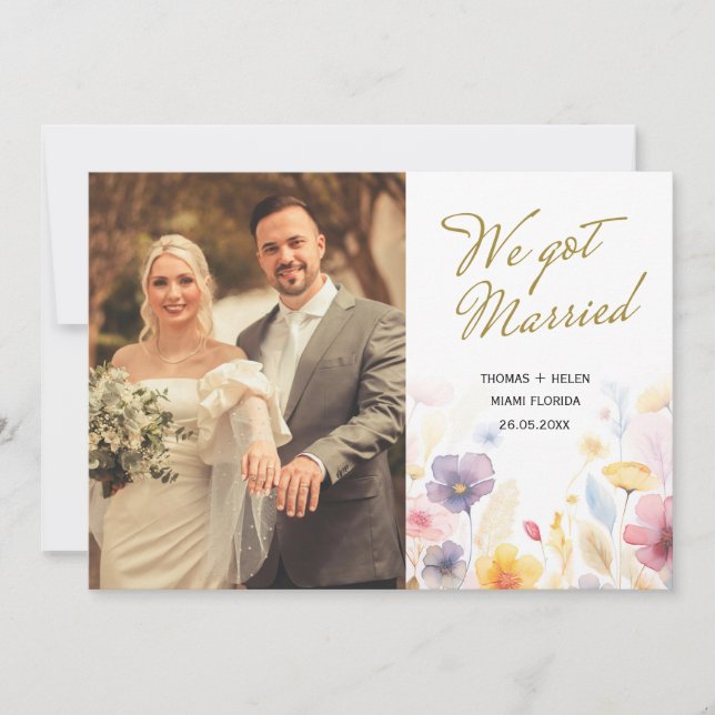 Anúncio de Casamento Fugitivo Floral (Frente)
