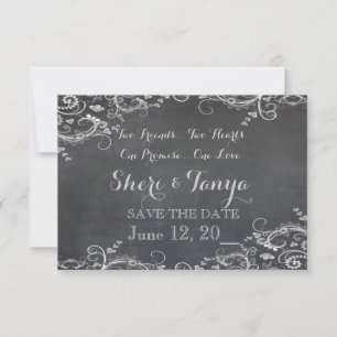 Anúncio de casamento gay em quadro-negro SALVE A D