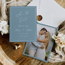 Anúncio de casamento Minimal Blue Save the Date