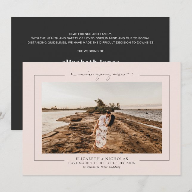 Anúncio de casamento minimalista com foto (Frente/Verso)