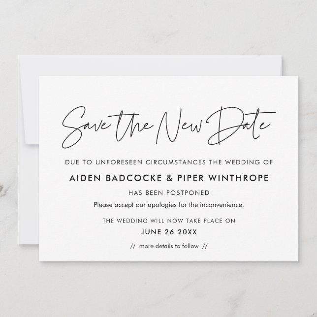 Anúncio de casamento Minimalista Salve a nova data (Frente)