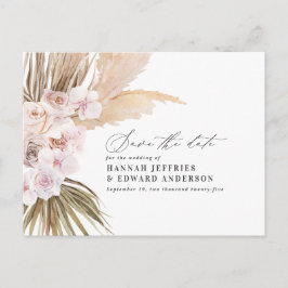 Anúncio de casamento moderno boêmio com grama das 