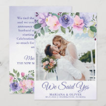 Anúncio de Casamento Moderno Floral Rosa