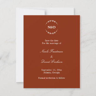 Anúncio de casamento monograma de coroa simples ve