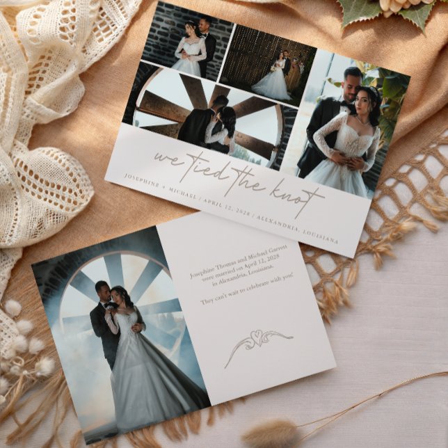 Anúncio de casamento multi-fotográfico vintage ele (Criador carregado)