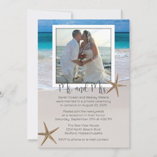 Anúncio de Casamento na Praia Tropical Com Foto (Frente)