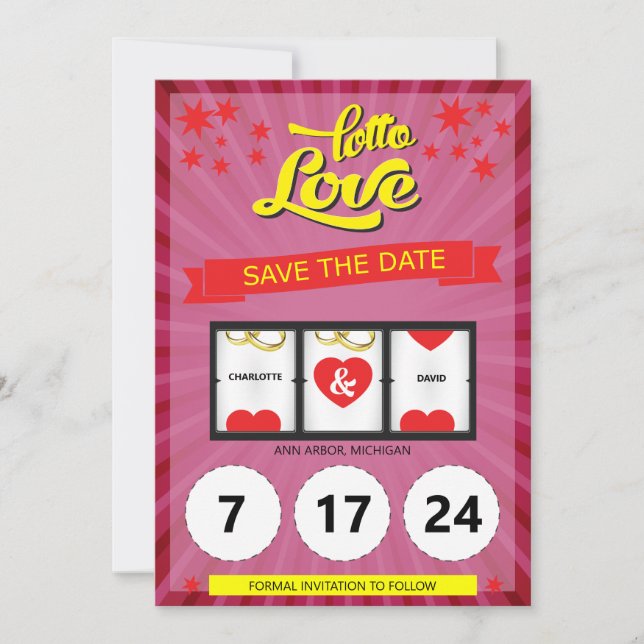 Anúncio de Casamento Pink Lotto Love Save the Date (Frente)