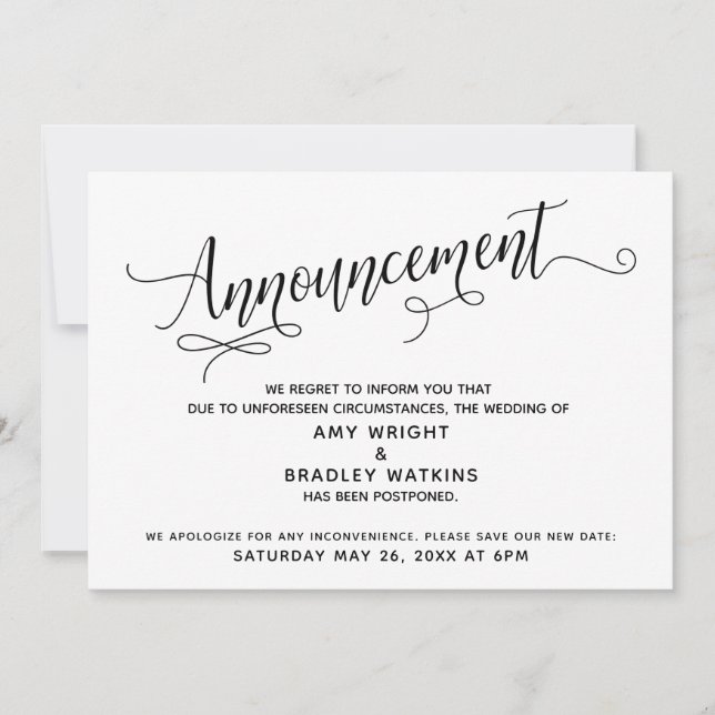 Anúncio de Casamento Postergado por Roteiro Elabor (Frente)