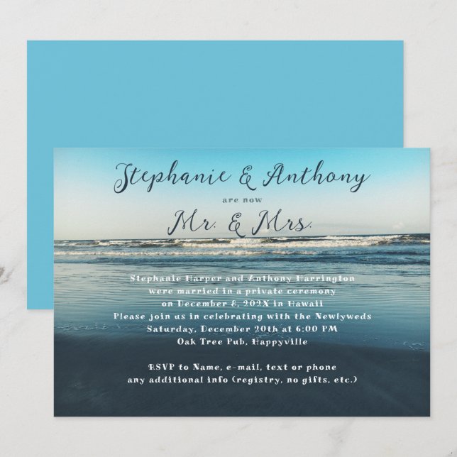 Anúncio de Casamento Recepção Festa Azul Mar Profu (Frente/Verso)