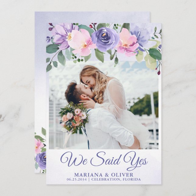 Anúncio de Casamento Rosa Moderno Floral (Frente/Verso)