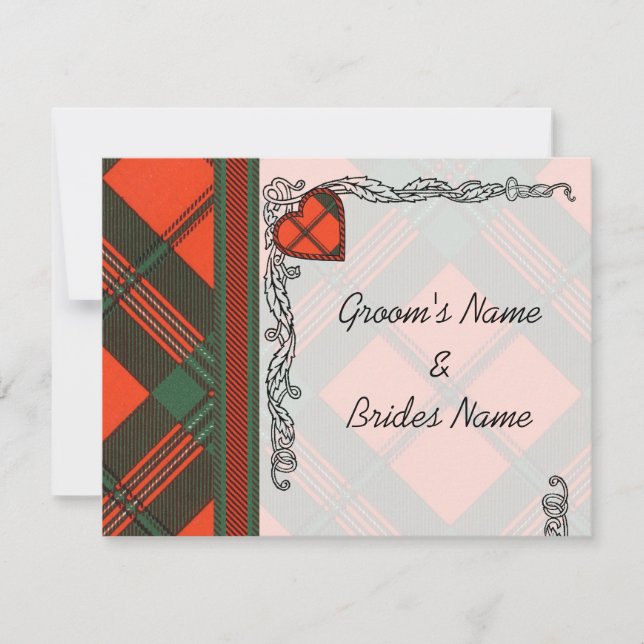 Anúncio de Casamento RSVP Convite Scott Tartan (Frente)
