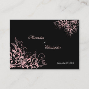 Anúncio de casamento RSVP de Swirls Rosa Elegante