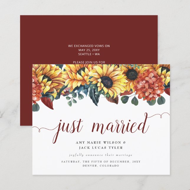 Anúncio de Casamento Rústico do Orçamento Girassói (Frente/Verso)