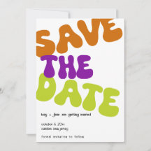 Anúncio de casamento Save the Date Colorido Retrô