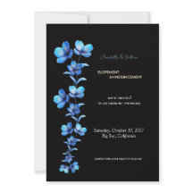 Anúncio de Casamento Secreto Floral Preto e Azul T