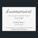 Anúncio de casamento simples e casual adiado<br><div class="desc">Aqui está um cartão simples para notificar seus convidados se for necessário mudar sua data de casamento. Use os campos modelo para adicionar seus detalhes pessoais e tornar este design único e moderno seu próprio. O fundo branco pode ser alterado para qualquer cor que você preferir. Todas as fontes e...</div>