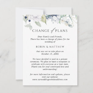 Anúncio de casamento sobre a mudança de planos
