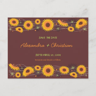 Anúncio de Casamento Sunflowers Save the Date 2