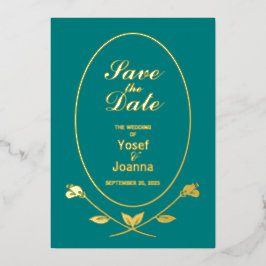 Anúncio de Casamento Teal e Foil