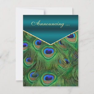 Anúncio de Casamento Teal Peacock