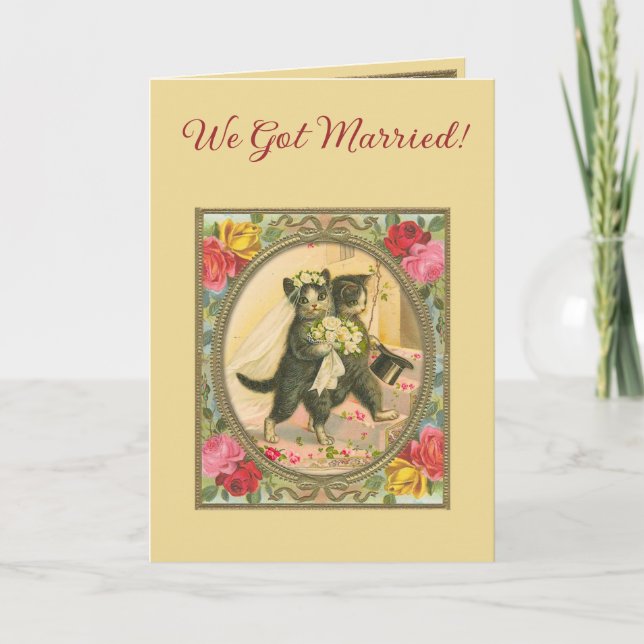 Anúncio de casamento temático de gato  (Frente)